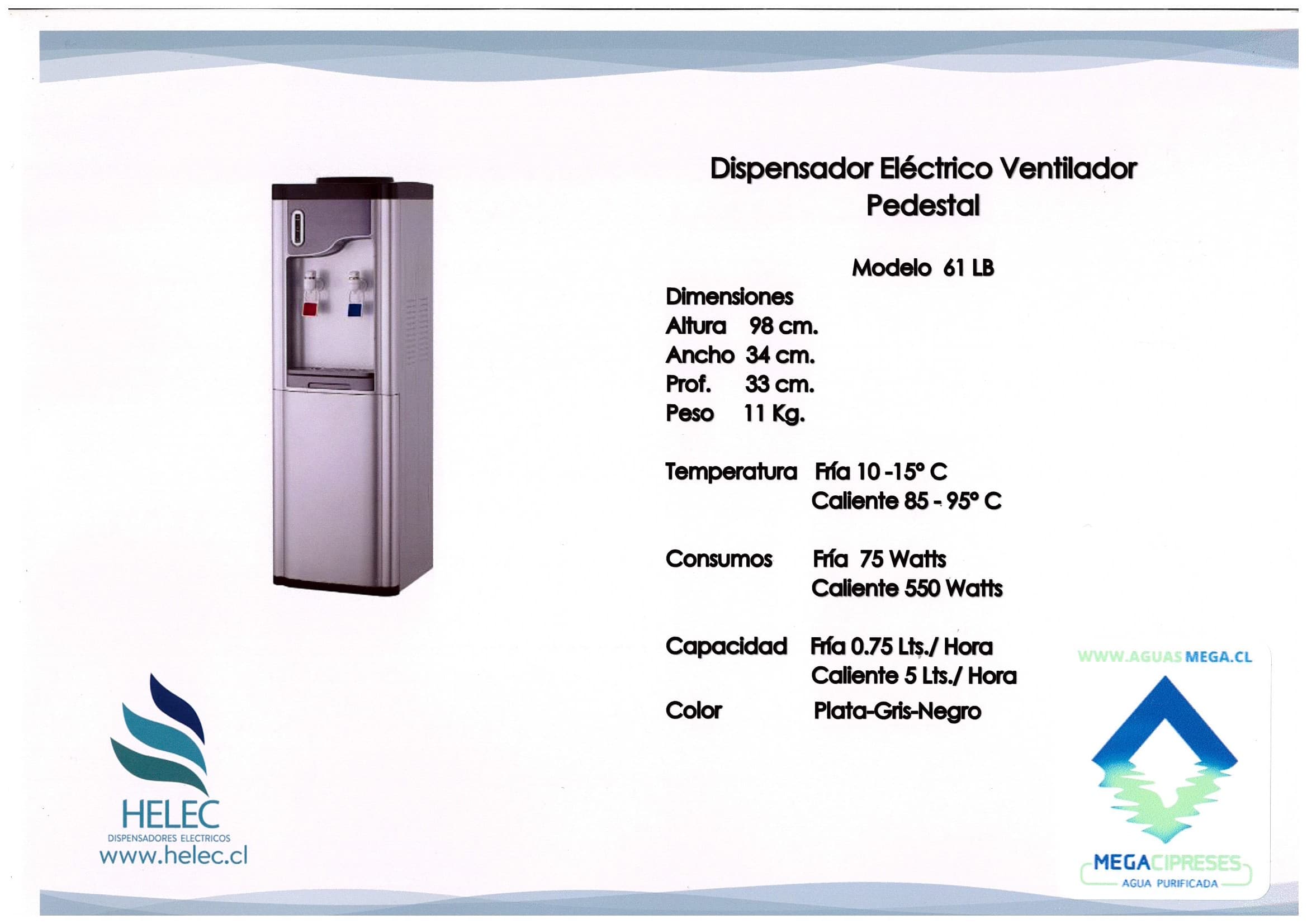 dispensador eléctrico ventilador pedestal Agua Purificada Aguas Mega