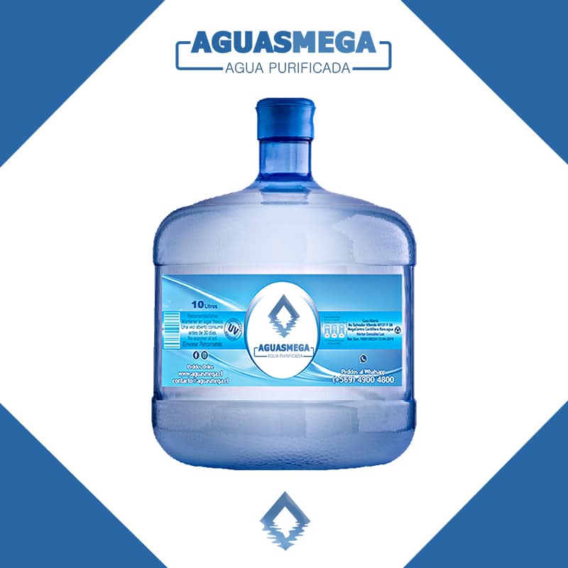 portada de botellon 10 litros de Agua Purificada Aguas Mega